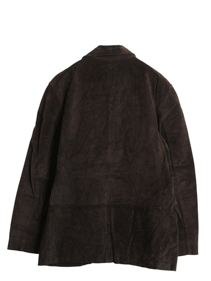 00s オールド ギャップ 本革 スウェード レザー テーラード ジャケット メンズ L 革ジャン ブレザー ライナー付き シンプル ゆったり 濃茶