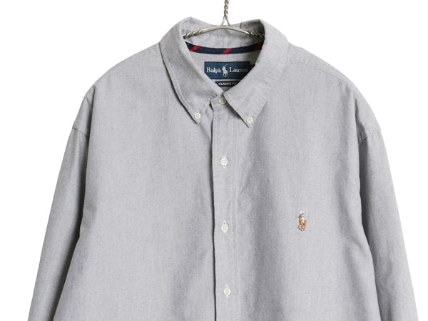 00s ラルフローレン 長袖 ボタンダウン シャツ メンズ XL オールド ポロ CLASSIC FIT オックスフォード ワンポイント ポニー 大きいサイズ