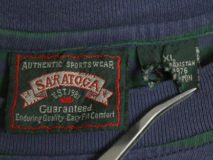90s SARATOGA ボーダー 半袖 Tシャツ メンズ XL / オールド ヘビーウェイト コットン カットソー トップス ゆったり ツートン 大きいサイズ