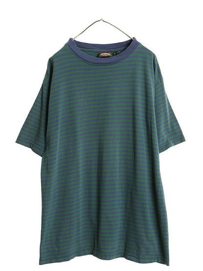 90s SARATOGA ボーダー 半袖 Tシャツ メンズ XL / オールド ヘビーウェイト コットン カットソー トップス ゆったり ツートン 大きいサイズ
