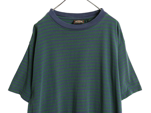 90s SARATOGA ボーダー 半袖 Tシャツ メンズ XL / オールド ヘビーウェイト コットン カットソー トップス ゆったり ツートン 大きいサイズ