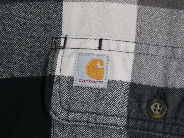 US企画 カーハート 長袖 ヘビー フランネル シャツ メンズ XL チェック ORIGINAL FIT ネルシャツ ワーク コットン 大きいサイズ 黒 白 灰