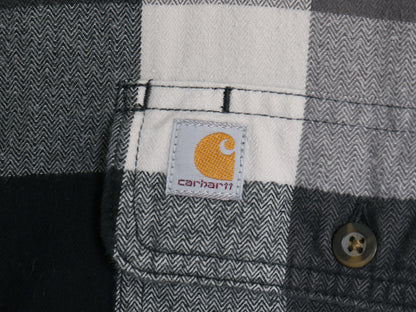 US企画 カーハート 長袖 ヘビー フランネル シャツ メンズ XL チェック ORIGINAL FIT ネルシャツ ワーク コットン 大きいサイズ 黒 白 灰