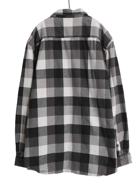 US企画 カーハート 長袖 ヘビー フランネル シャツ メンズ XL チェック ORIGINAL FIT ネルシャツ ワーク コットン 大きいサイズ 黒 白 灰