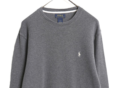 ポロ ラルフローレン 長袖 サーマル Tシャツ メンズ L 古着 ロンT ワッフル カットソー ワンポイント ストレッチ インナー シンプル グレー