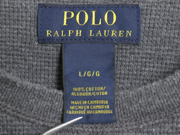ポロ ラルフローレン 長袖 サーマル Tシャツ メンズ L 古着 ロンT ワッフル カットソー ワンポイント ストレッチ インナー シンプル グレー