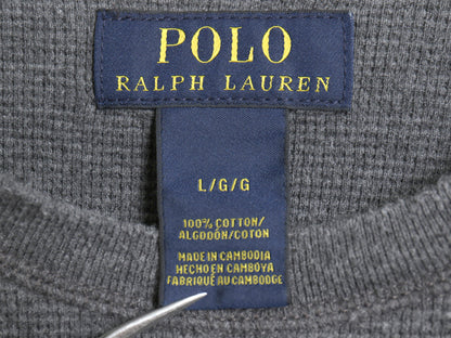 ポロ ラルフローレン 長袖 サーマル Tシャツ メンズ L 古着 ロンT ワッフル カットソー ワンポイント ストレッチ インナー シンプル グレー