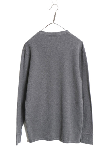 ポロ ラルフローレン 長袖 サーマル Tシャツ メンズ L 古着 ロンT ワッフル カットソー ワンポイント ストレッチ インナー シンプル グレー
