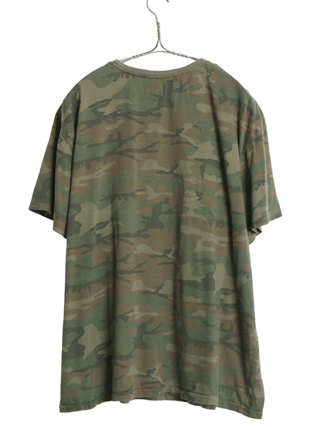 デニム&サプライ ラルフローレン 迷彩 半袖 Tシャツ メンズ XXL 古着 ポロ ヴィンテージ 加工 星条旗 シングルステッチ  総柄 大きいサイズ