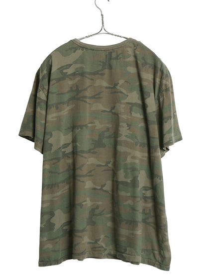 デニム&サプライ ラルフローレン 迷彩 半袖 Tシャツ メンズ XXL 古着 ポロ ヴィンテージ 加工 星条旗 シングルステッチ  総柄 大きいサイズ