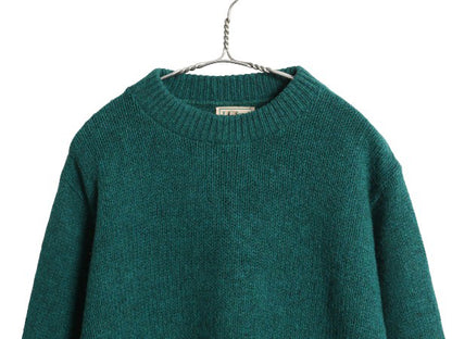 80s USA製 エルエルビーン ニット セーター レディース L 古着 ヴィンテージ ウール 長袖ニット クルーネック 無地 シンプル ミドルゲージ