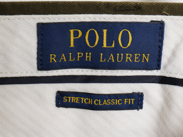 ポロ ラルフローレン チノ パンツ メンズ 33 30 STRETCH CLASSIC FIT スラックス ノータック ストレート チノパン アーミー タイプ カーキ
