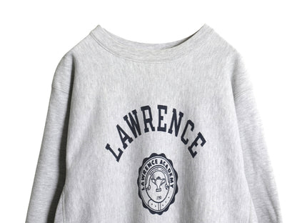 90s USA製 ★ チャンピオン リバースウィーブ 3段 染込み プリント スウェット メンズ L オールド トレーナー スエット 裏起毛 カレッジ 灰