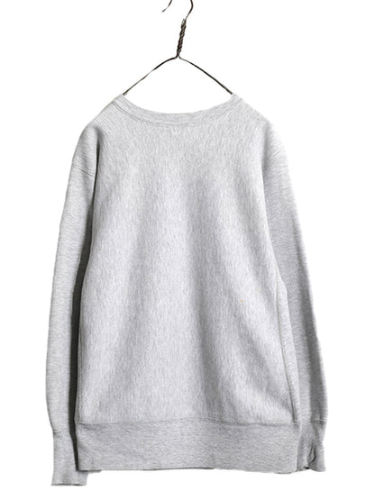 90s USA製 ★ チャンピオン リバースウィーブ 3段 染込み プリント スウェット メンズ L オールド トレーナー スエット 裏起毛 カレッジ 灰