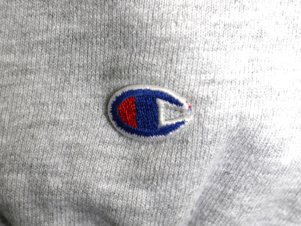 90s USA製 ★ チャンピオン リバースウィーブ 3段 染込み プリント スウェット メンズ L オールド トレーナー スエット 裏起毛 カレッジ 灰