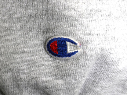 90s USA製 ★ チャンピオン リバースウィーブ 3段 染込み プリント スウェット メンズ L オールド トレーナー スエット 裏起毛 カレッジ 灰