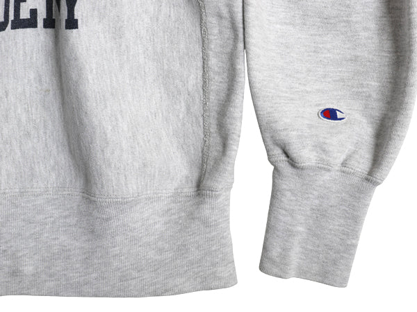 90s USA製 ★ チャンピオン リバースウィーブ 3段 染込み プリント スウェット メンズ L オールド トレーナー スエット 裏起毛 カレッジ 灰