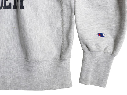 90s USA製 ★ チャンピオン リバースウィーブ 3段 染込み プリント スウェット メンズ L オールド トレーナー スエット 裏起毛 カレッジ 灰