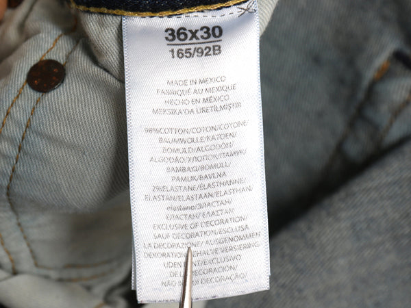 ポロ ラルフローレン デニム パンツ メンズ 36 30 / ヴィンテージ 加工 ジーンズ ジーパン ストレート 革パッチ ボトムス ヒゲ アタリ 濃紺