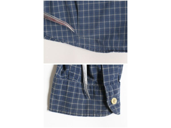 90s Abercrombie&Fitch チェック ボタンダウン シャツ メンズ L / オールド コットン ワンポイント ロゴ ポケット付き トップス ブルー Y2K