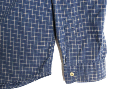 90s Abercrombie&Fitch チェック ボタンダウン シャツ メンズ L / オールド コットン ワンポイント ロゴ ポケット付き トップス ブルー Y2K