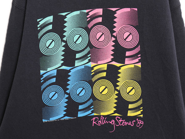 80s USA製 ★ ローリング ストーンズ ツアー イラスト プリント スウェット メンズ XL ヴィンテージ 当時物 バドワイザー バンド ロック 黒
