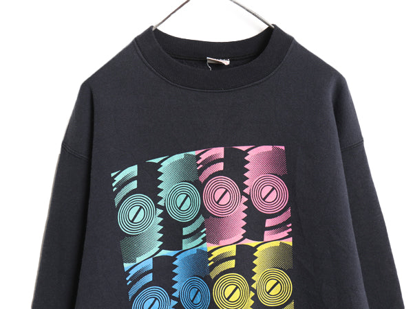 80s USA製 ★ ローリング ストーンズ ツアー イラスト プリント スウェット メンズ XL ヴィンテージ 当時物 バドワイザー バンド ロック 黒