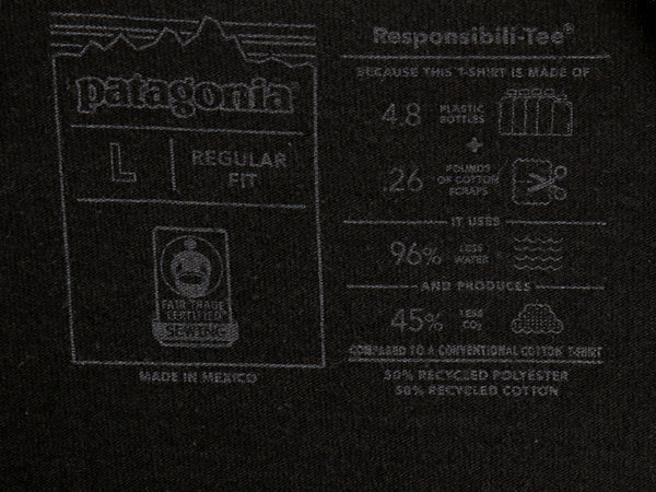 パタゴニア 両面 プリント 半袖 Tシャツ メンズ L / 21年製 アウトドア P6 ボックスロゴ バックプリント クルーネック カットソー ブラック