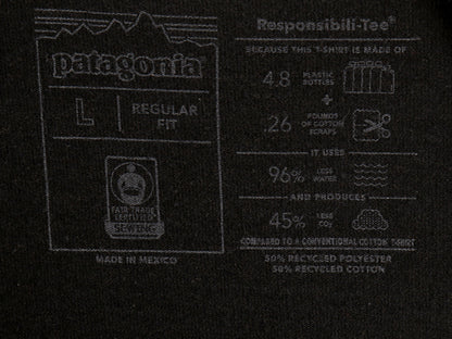 パタゴニア 両面 プリント 半袖 Tシャツ メンズ L / 21年製 アウトドア P6 ボックスロゴ バックプリント クルーネック カットソー ブラック