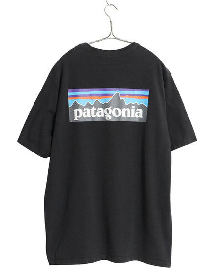 パタゴニア 両面 プリント 半袖 Tシャツ メンズ L / 21年製 アウトドア P6 ボックスロゴ バックプリント クルーネック カットソー ブラック
