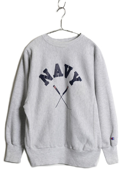 90s USA製 ★ チャンピオン NAVY プリント リバースウィーブ スウェット メンズ M / オールド USN ミリタリー タイプ トレーナー 裏起毛 灰