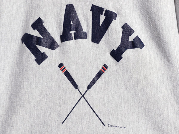 90s USA製 ★ チャンピオン NAVY プリント リバースウィーブ スウェット メンズ M / オールド USN ミリタリー タイプ トレーナー 裏起毛 灰
