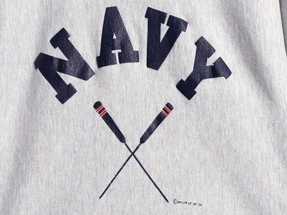 90s USA製 ★ チャンピオン NAVY プリント リバースウィーブ スウェット メンズ M / オールド USN ミリタリー タイプ トレーナー 裏起毛 灰