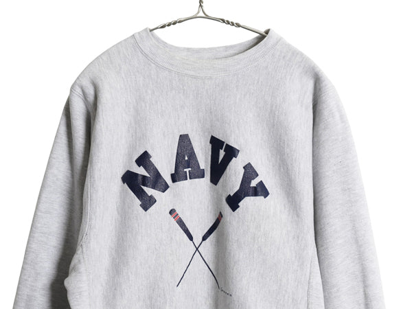 90s USA製 ★ チャンピオン NAVY プリント リバースウィーブ スウェット メンズ M / オールド USN ミリタリー タイプ トレーナー 裏起毛 灰
