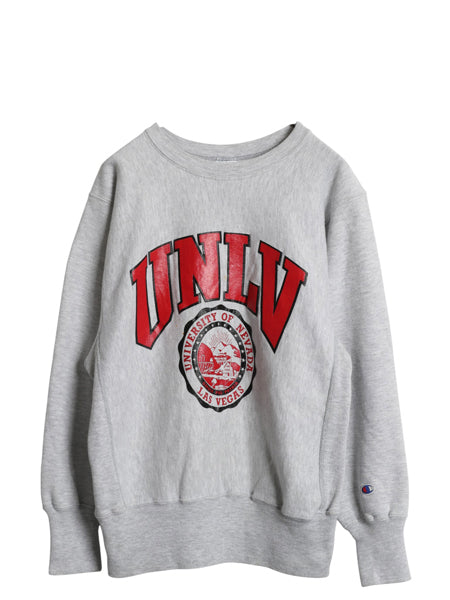 90s USA製 ★ チャンピオン リバースウィーブ 2段 カレッジ プリント スウェット メンズ M 古着 オールド トレーナー 裏起毛 トリコタグ 灰