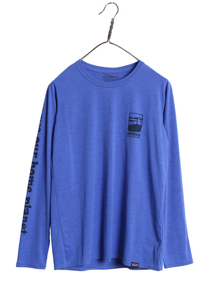 パタゴニア キャプリーン プリント 長袖 Tシャツ レディース S アウトドア ストレッチ アンダーシャツ インナー 袖プリント スムース 素材