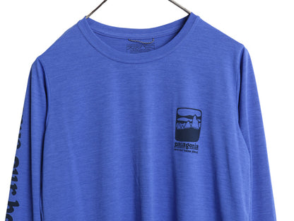 パタゴニア キャプリーン プリント 長袖 Tシャツ レディース S アウトドア ストレッチ アンダーシャツ インナー 袖プリント スムース 素材