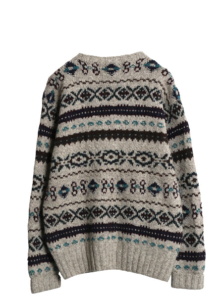 90s ★ ポロ ラルフローレン フェアアイル ハンドニット セーター メンズ M / オールド ウール シルク リネン ノルディック 総柄 立体編み