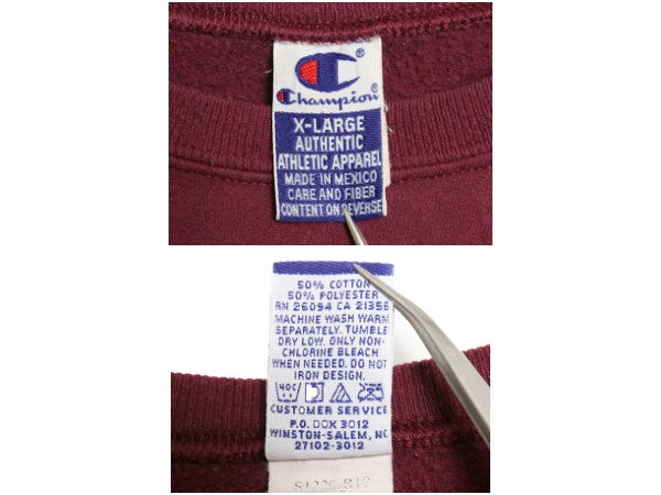 90s チャンピオン ワンポイント スウェット メンズ レディース XL オールド 裏起毛 トレーナー スクリプト ロゴ クルーネック 大きいサイズ