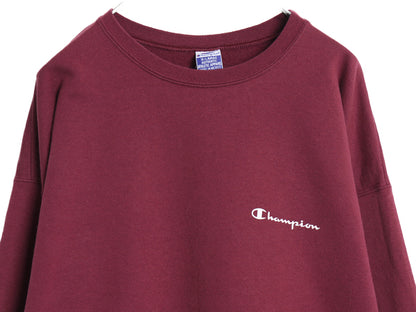 90s チャンピオン ワンポイント スウェット メンズ レディース XL オールド 裏起毛 トレーナー スクリプト ロゴ クルーネック 大きいサイズ