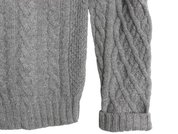 90s USA製 ブルックスブラザーズ ケーブル ニット セーター メンズ M レディース L 程/ オールド ウール 長袖ニット 無地 クルーネック 灰