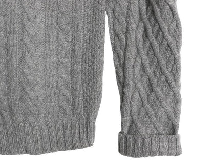90s USA製 ブルックスブラザーズ ケーブル ニット セーター メンズ M レディース L 程/ オールド ウール 長袖ニット 無地 クルーネック 灰