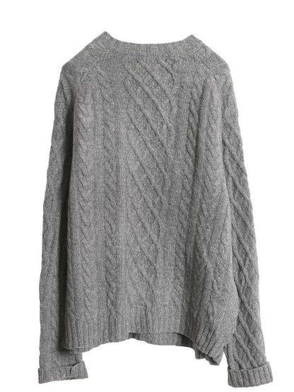 90s USA製 ブルックスブラザーズ ケーブル ニット セーター メンズ M レディース L 程/ オールド ウール 長袖ニット 無地 クルーネック 灰