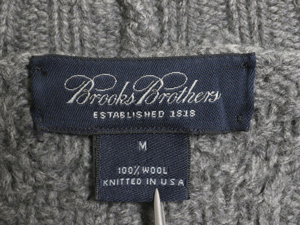 90s USA製 ブルックスブラザーズ ケーブル ニット セーター メンズ M レディース L 程/ オールド ウール 長袖ニット 無地 クルーネック 灰