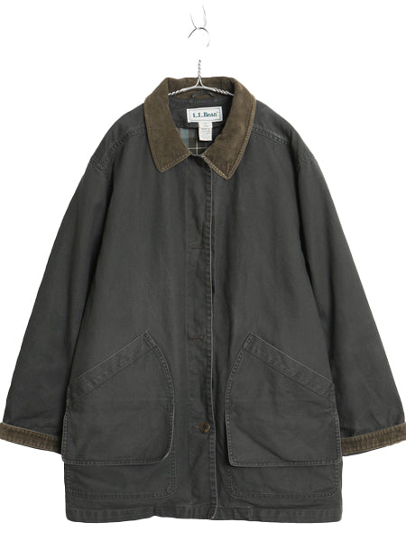 90s エルエルビーン ダック ハンティング ジャケット レディース L オールド カバーオール フィールド ハーフコート チェック 中綿ライナー