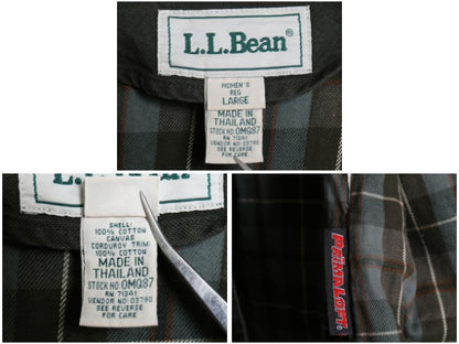 90s エルエルビーン ダック ハンティング ジャケット レディース L オールド カバーオール フィールド ハーフコート チェック 中綿ライナー
