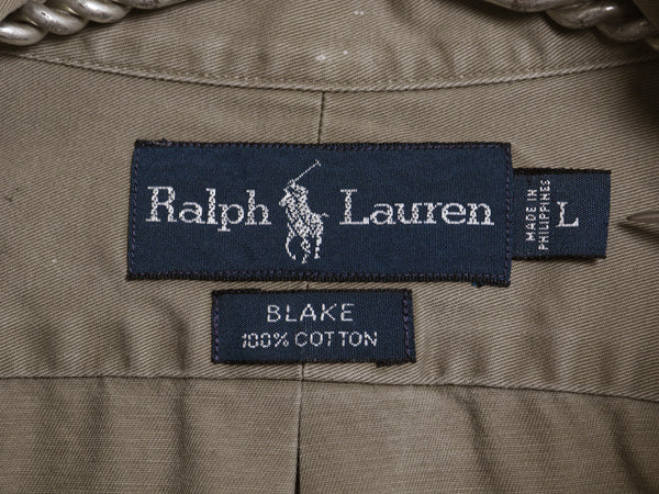 90s ラルフローレン 長袖 ボタンダウン シャツ メンズ L 古着 オールド ポロ 長袖シャツ ワンポイント コットン チノ シンプル ワイシャツ