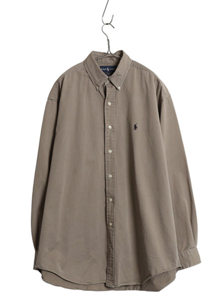 90s ラルフローレン 長袖 ボタンダウン シャツ メンズ L 古着 オールド ポロ 長袖シャツ ワンポイント コットン チノ シンプル ワイシャツ