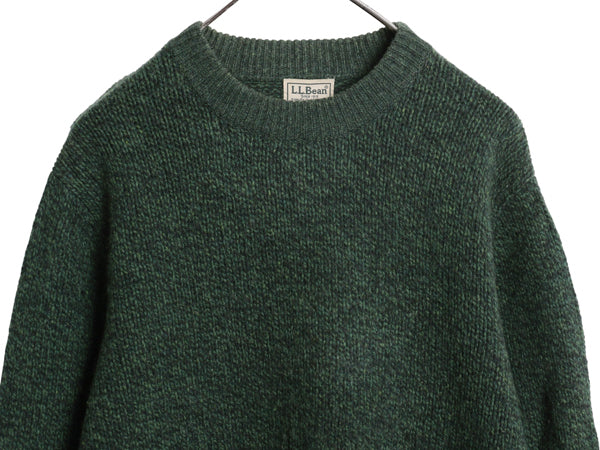 エルエルビーン ニット セーター メンズ M 古着 ラム ウール 長袖 ニット クルーネック 無地 シンプル カジュアル ゆったり ミドルゲージ