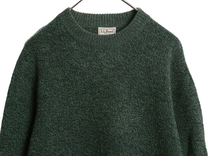エルエルビーン ニット セーター メンズ M 古着 ラム ウール 長袖 ニット クルーネック 無地 シンプル カジュアル ゆったり ミドルゲージ